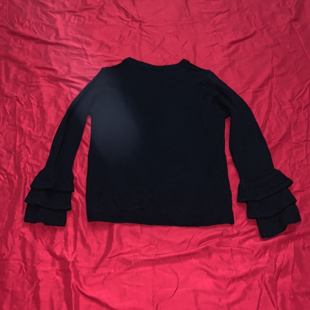 Black Ruffle Arm Sweater - Picture 3 of 5